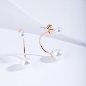 Faux Pearl Double Jacket Earrings