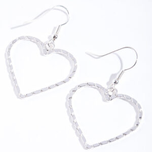 Textured Heart Cut Out Drop Earring
