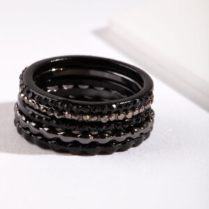 Black Fine Ring Stack