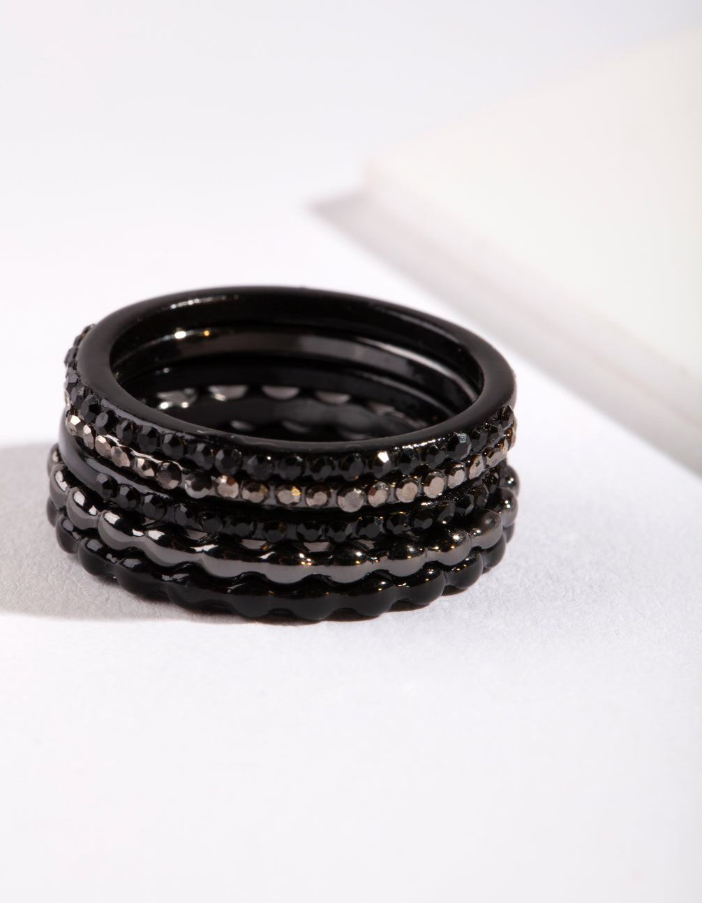 Black Fine Ring Stack