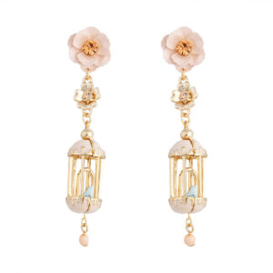 & Pastel Flower Birdcage Earrings