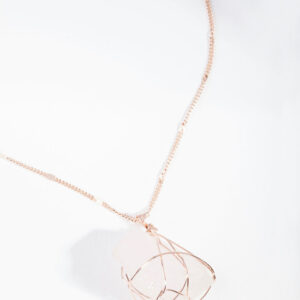 Rose Wire Wrapped Rose Quartz Necklace