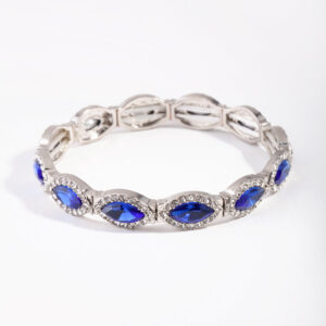 Rhodium Marquise Blue Stretch Bracelet