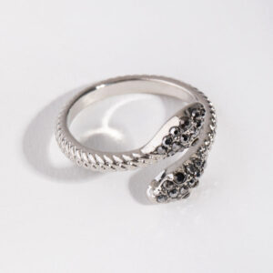 Gunmetal Crystal Snake Ring