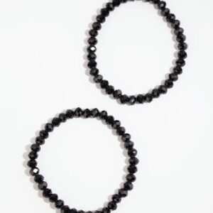 Black Facet Bead Bracelet Pack