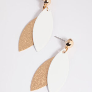 White Textured Petal Drop Earrings