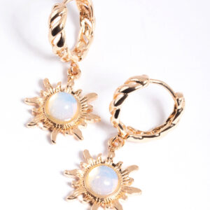 Moonstone Huggie Hoop Earrings