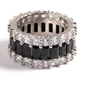 Rhodium Large 3-Row Ring