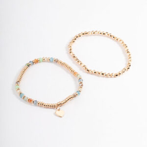 Mixed Bead Heart Bracelet Pack
