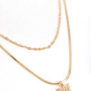 Letter W Layered Initial Necklace