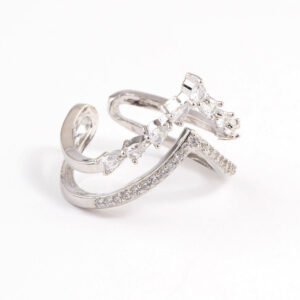 Rhodium Elegant V Ring