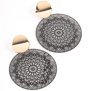 Black Mixed Disc Filigree Earrings