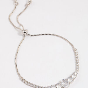 Rhodium Large Oval Toggle Tennis Bangle