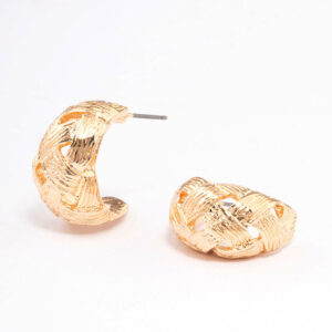 Woven Textured Teardrop Hoop Earrings