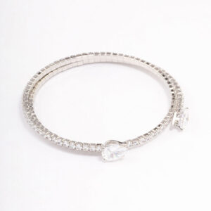 Rhodium Double Pointed Bangle