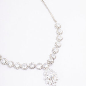 Rhodium Floral Statement Necklace