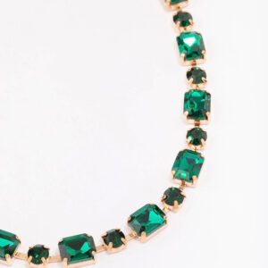 & Green Geometric Statement Necklace