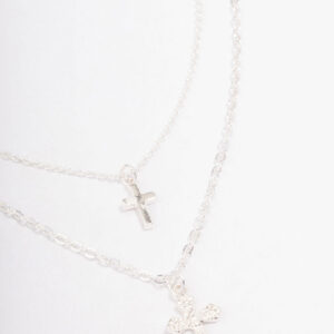 Mixed Texture Cross Necklace