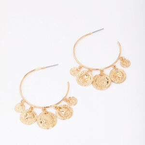 Coin Droplet Hoop Earrings