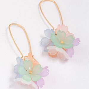 Cluster Flower Fish Hook Drop Earrings