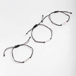 Black Cord Heart Bracelet 3-Pack