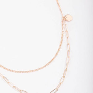 Rose Curb & Cable Layered Necklace