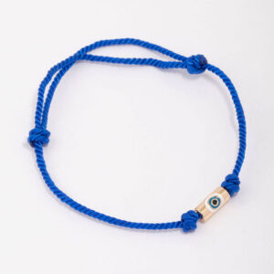 Blue Fabric Evil Eye Cord Adjustable Bracelet