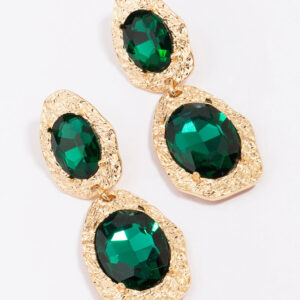 Double Disc Emerald Earrings