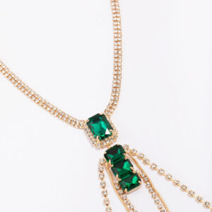 & Emerald Stone Drop Necklace