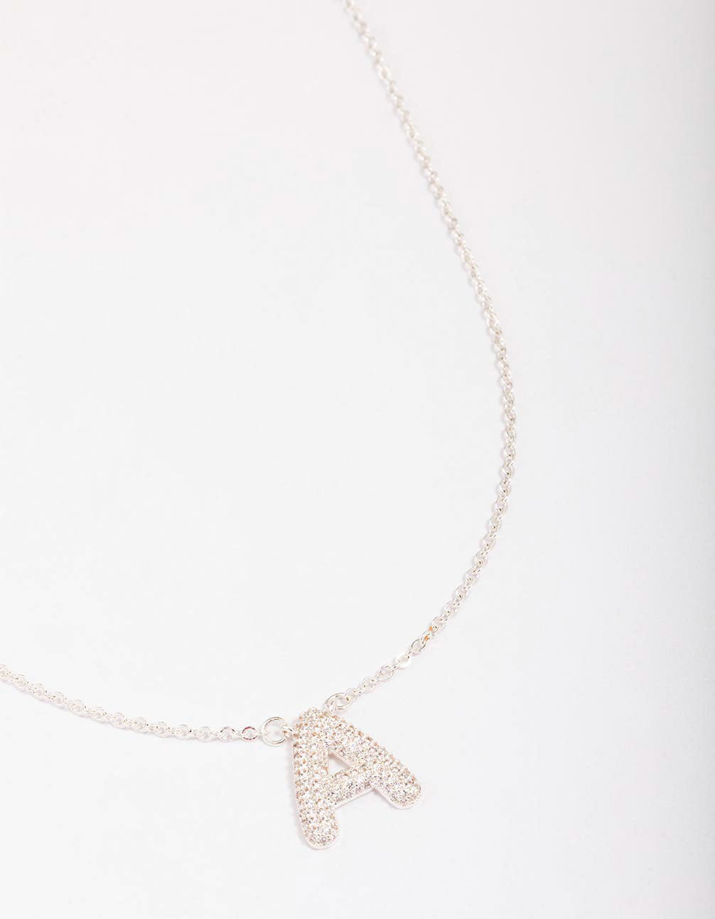 Letter A Pave Pendant Initial Necklace