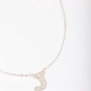 Letter J Pave Pendant Initial Necklace