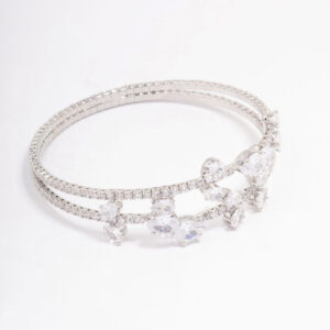 Rhodium Leaf Layered Bangle