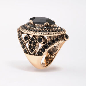 & Black Grand Marquise Cocktail Ring