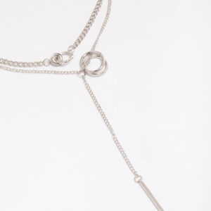 Rhodium Layered Circle Necklace