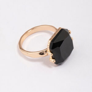 Emerald-Cut Black Stone Ring