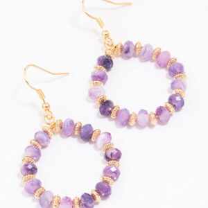 Wire Pear Beaded Earrings