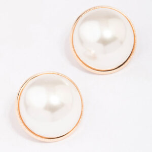 Pearl Dome Encased Stud Earrings