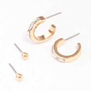 Rectangular Hoop & Stud Earring Pack