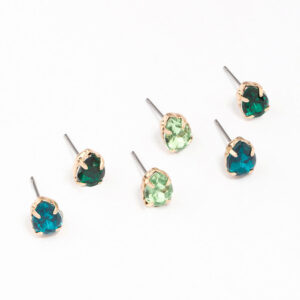 & Green Pear Stud Earring 3-Pack
