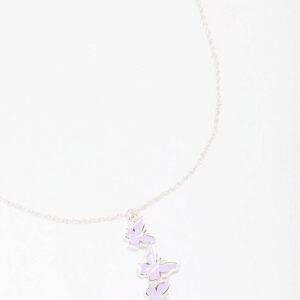 & Purple Butterfly Pendant Necklace