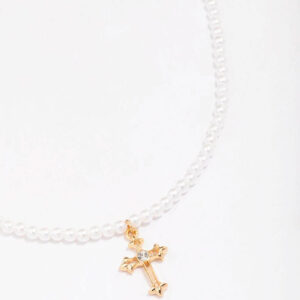 Pearl Cross Pendant Necklace