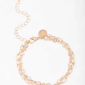 Encased Pearl Link Bracelet