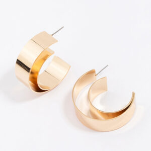 Double Smooth Medium Hoop Earrings