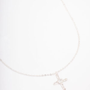 Cubic Zirconia Baguette Cross Pendant Necklace