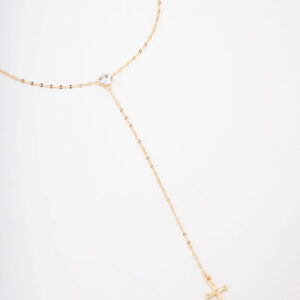 Cubic Zirconia Cross Lariat Necklace