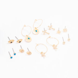 Evil Eye Crystal Earring 8-Pack