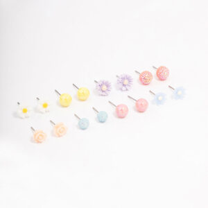 Round Flower Earring 8-Pack