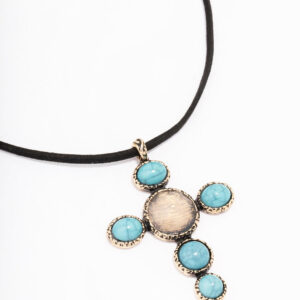 Antique Rustic Stone Cord Pendant Necklace