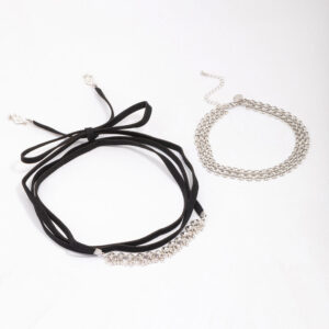 Antique & Black Wrapped Bow Choker