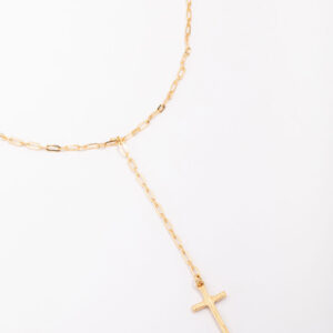 Cable Cross Lariat Necklace